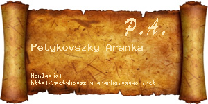 Petykovszky Aranka névjegykártya